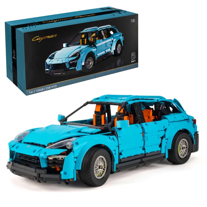 Set constructie Porsche Cayenne Kbox, 3181 piese, scara 1:8, model detaliat, anvelope din cauciuc