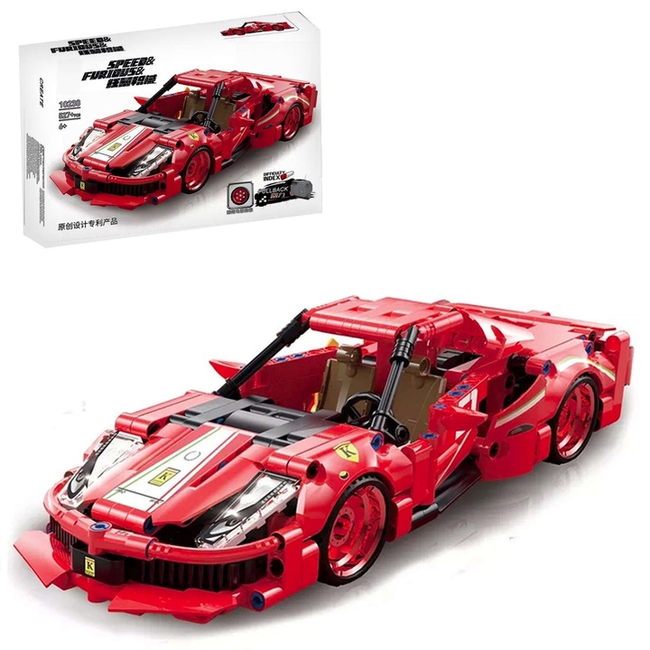 Set constructie Masina legendara Ferrari Enzo, 527 piese, mecanism Pull-Back, model detaliat, K-box