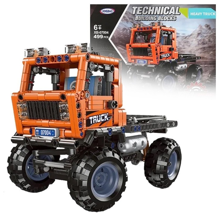 Set constructie Camion off-road, 499 piese, model detaliat, suspensii functionale, usi mobile, rezervor lateral