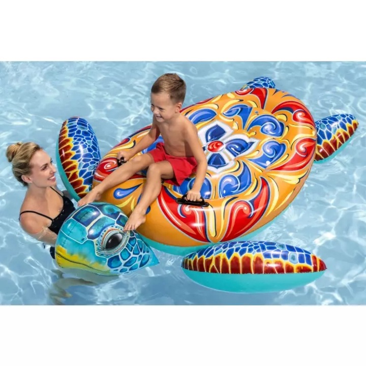 Saltea gonflabila Bestway - Ride-on, Mediterranean Turtle, 183 x 173 cm