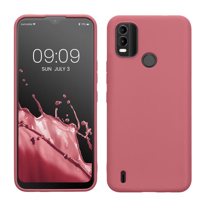 Калъф Kwmobile за Nokia C21 Plus, тъмно розов, силикон, 61460.167