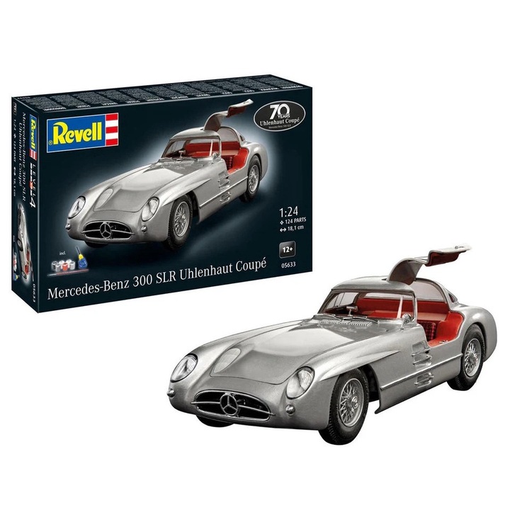 Подаръчен комплект модели на автомобил Revell Mercedes-Benz 300 SLR 70-та годишнина, 1/24, включени боя и лепило
