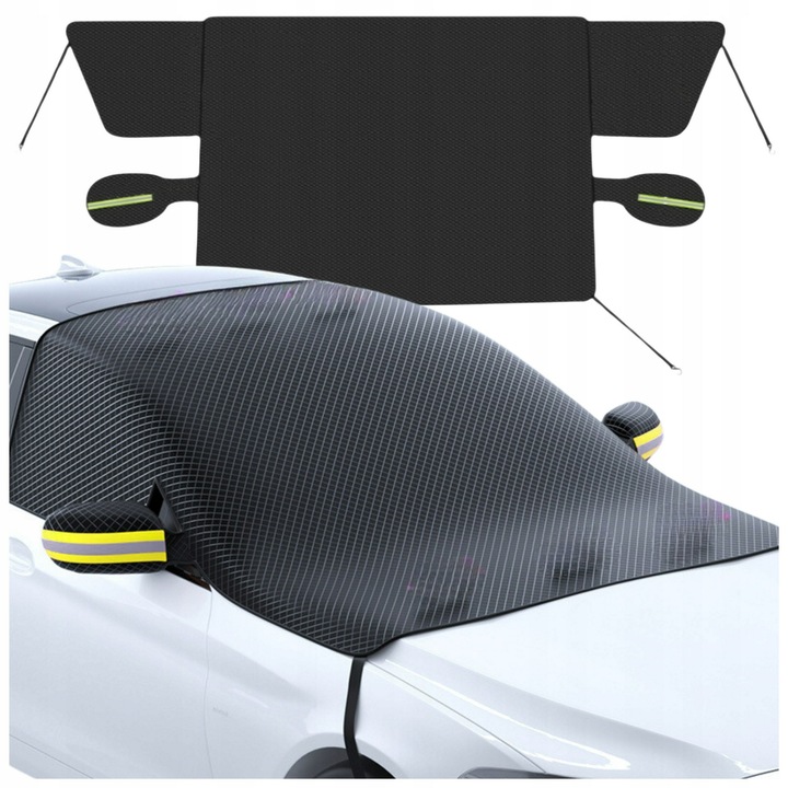 Saltea Anti-Inghet Pentru Geam, Wobell, Protectie Impotriva Inghetului, Zapezii Si Soarelui, Montaj Usor, Se Potriveste La Majoritatea Masinilor, Protectie Pentru Oglinzi, Geanta De Depozitare, Negru, 136 x 160 x 148 Cm