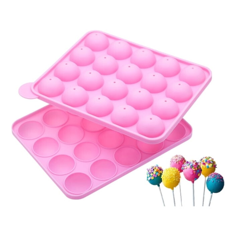 Forma siliconica pentru Cake Pops, Cake Land, 18x22cm, 4cm, set cu bete