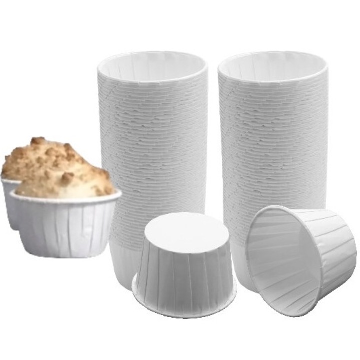 Папилотки за мъфини, Cake Land, бели, 50x40 мм, комплект 100 броя