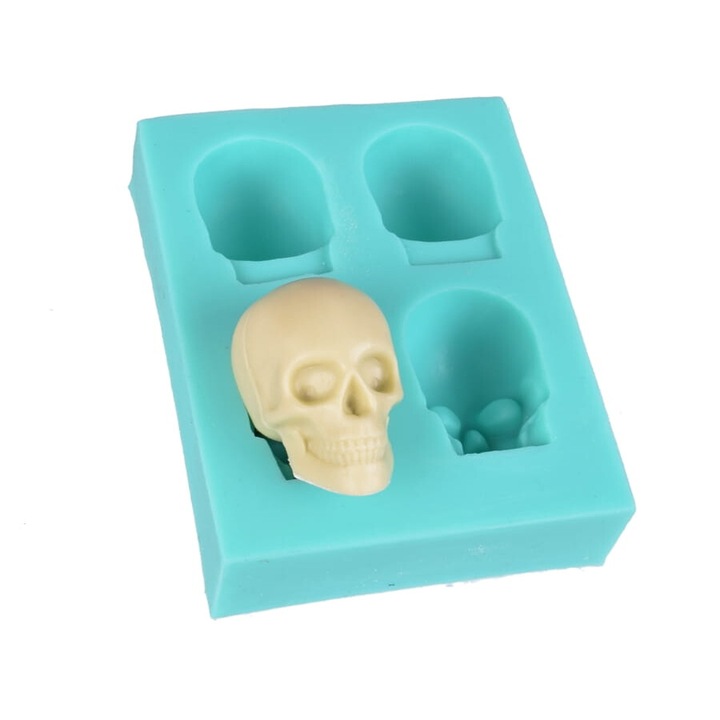 Forma siliconica pentru decoruri de zahar, Cake Land, craniu 3D, 4x2,6cm, neaderenta