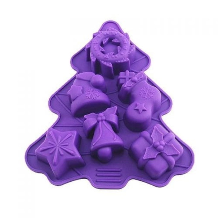 Forma de prajituri Cake Land, set 6 forme Craciun, 18x22cm, silicon, rezistenta la -40/+230°C