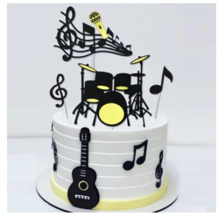 Set accesorii tort Muzyka, Cake Land, 8 elemente, 3x12cm, multicolor