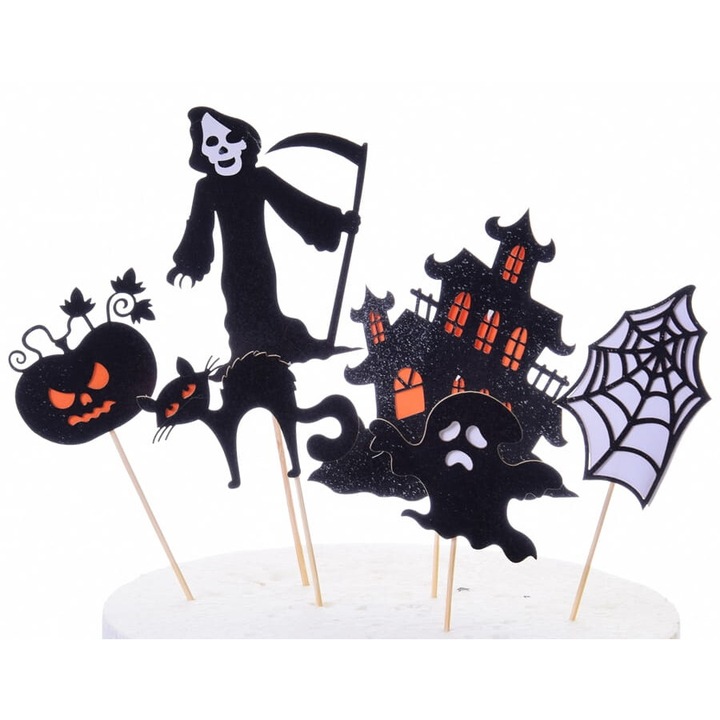Halloween torta kiegészítő készlet, Cake Land, 6 darab, 5x10cm, többszínű