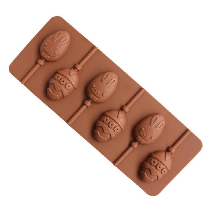 Forma siliconica pentru lollipop-uri, Cake Land, 6 guri, 23x9cm, -40/+230°C, multicolor