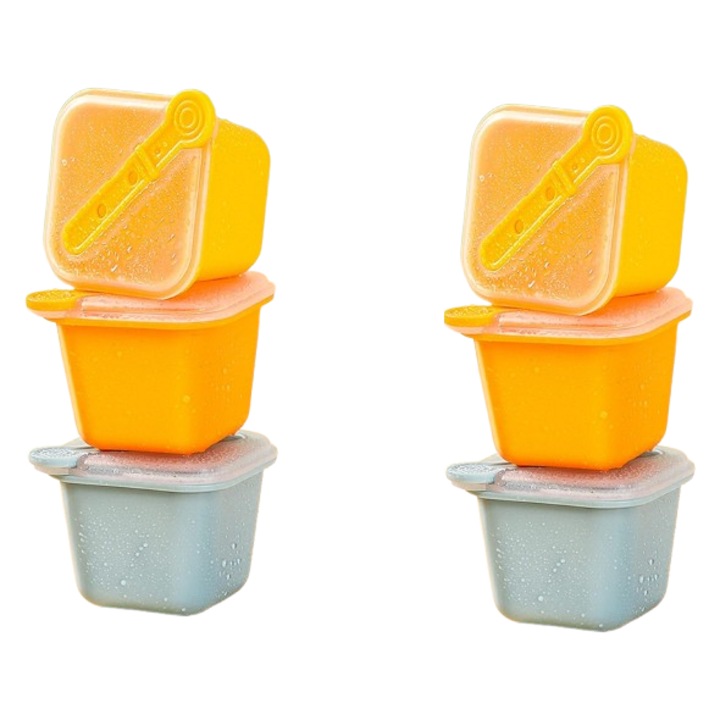 Set 6 forme pentru inghetata sau cuburi de gheata StarryTiger, 4 x 4 x 4.3 cm, polipropilena, multicolor