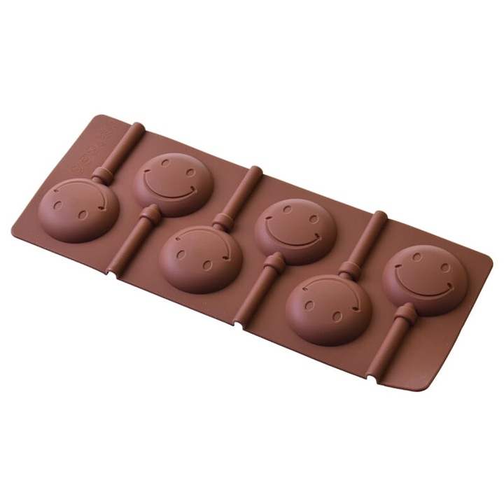 Forma pentru lollipop-uri, Cake Land, silicon, 6 guri, 24x10.5cm, maro