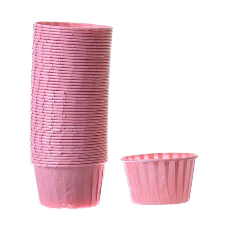 Розови хартиени чаши, Cake Land, 50x39 мм, комплект от 48 броя