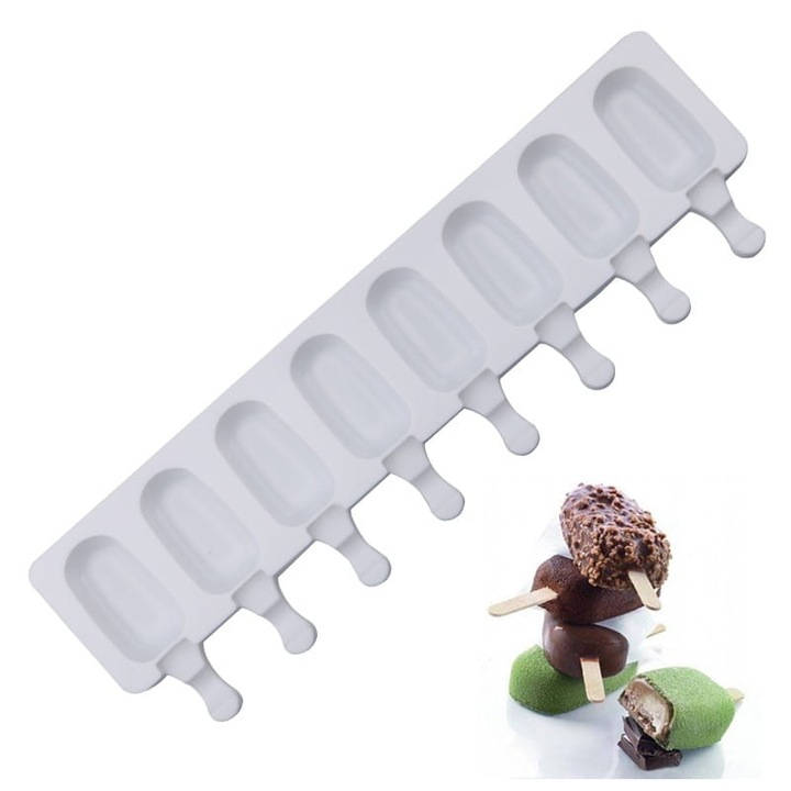 Forma siliconica pentru inghetata Cake Land, 8 guri, 12x41cm