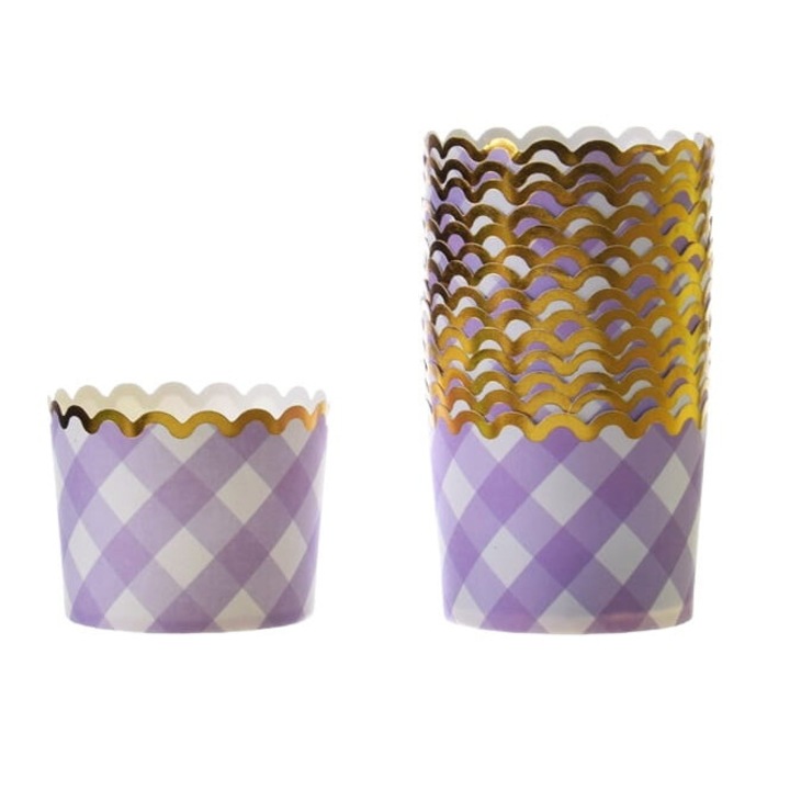 Хартиени чаши за печене Cake Land, лилави с бяло, 60x55 мм, комплект от 50 броя