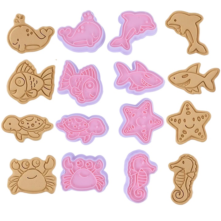 Set forme prajituri Cake Land, animale marine, 8 bucati, 5x7cm