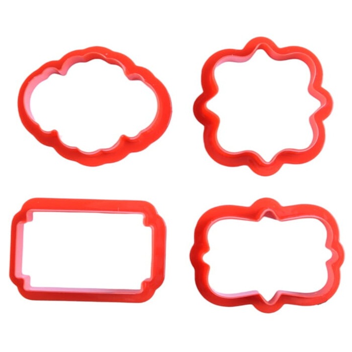 Set 4 ustensile Cake Land pentru tăiat biscuiți și pastă de zahăr, 7x7,5x2,2cm