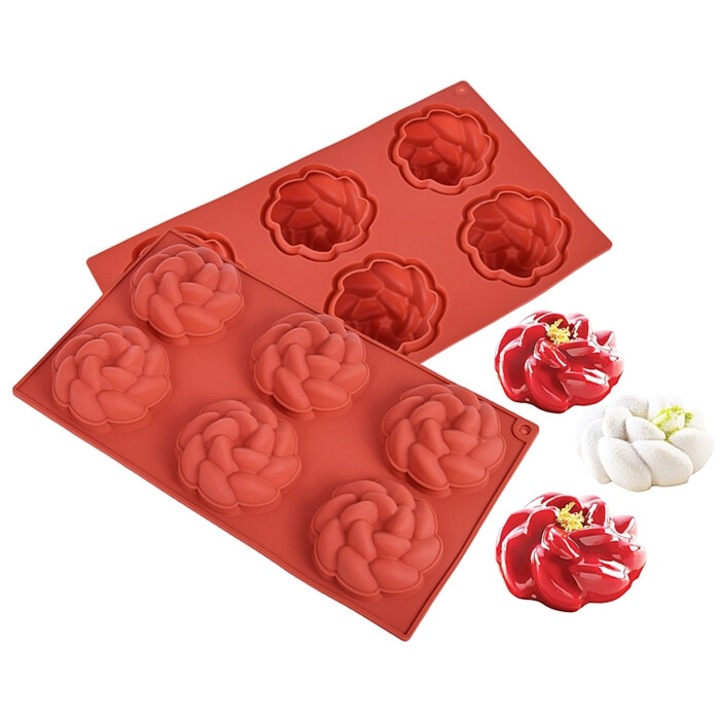 Силиконова форма за единични порции Cake Land FLOWERS KWIAT, 6 гнезда, 17x29см