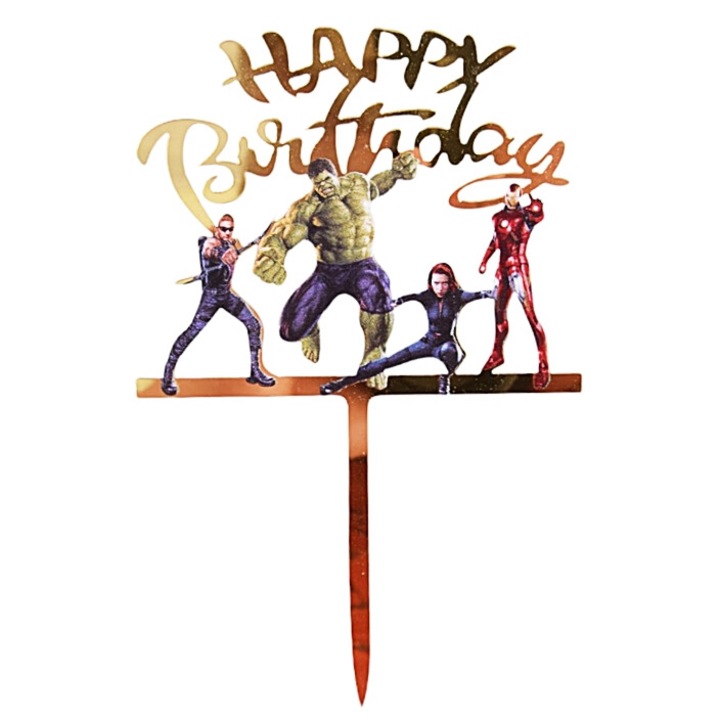 Topper торт Отмъстителите Честит рожден ден, Cake Land, 10,5x15cm, акрил