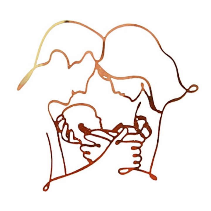 Topper tort, Cake Land, családi motívum, arany, 9x10cm