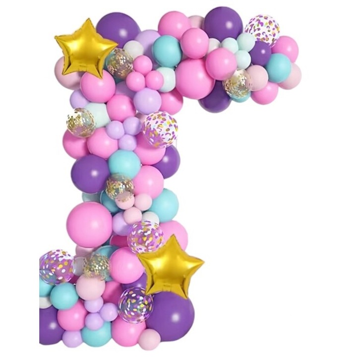 Cake Land léggömb girland készlet, 127 darabos, többszínű, szalaggal és ragasztóval, rendezvények díszítésére