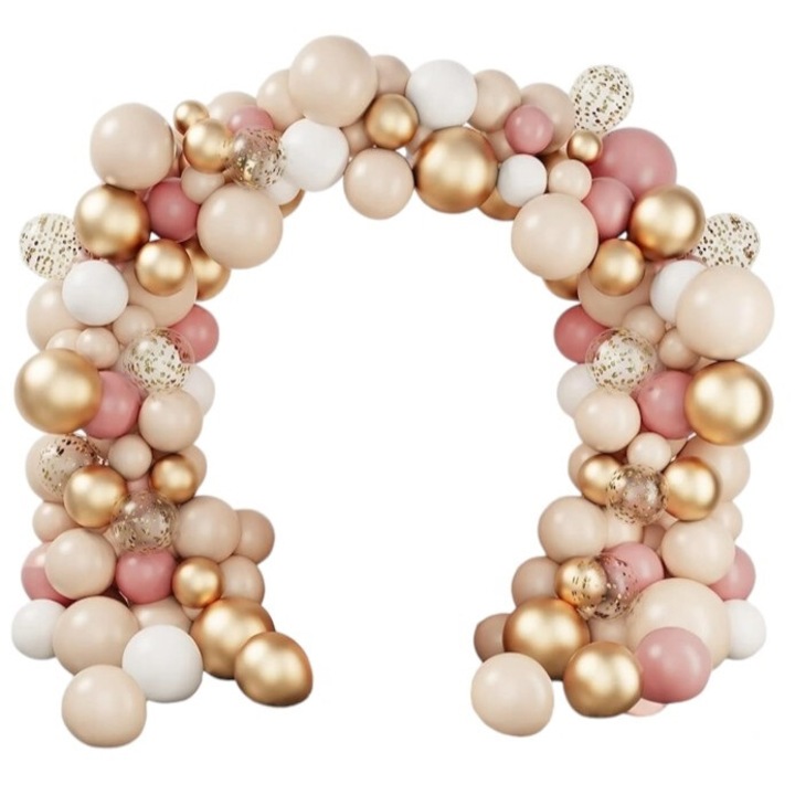 Lufgirland, Cake Land, rózsaszín-arany, 102 darabos készlet, konfettis lufik, 5-12 hüvelyk