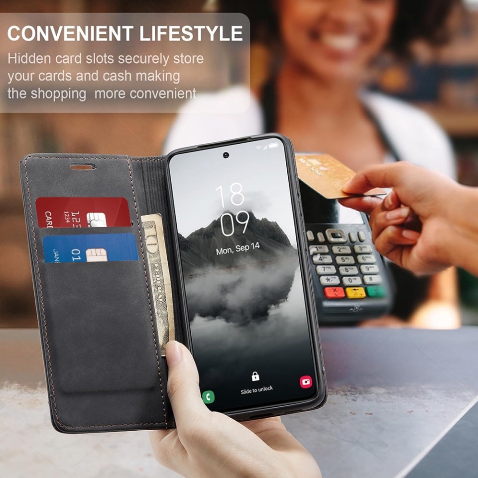 Husa pentru Honor 400 Lite, SKYDDAR INNOVATION, Soft Wallet, tip Carte din piele Eco Premium, cu Portofel Interior, Negru, set cu sticker