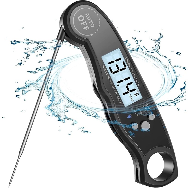 Termometru digital pentru alimente, Termometru digital cu sonda pentru alimente, ProCart, IP67, LCD iluminat, magnet, pornire/oprire automata, -50~300℃（- 58~572℉, Cu functie de deschizator de sticle