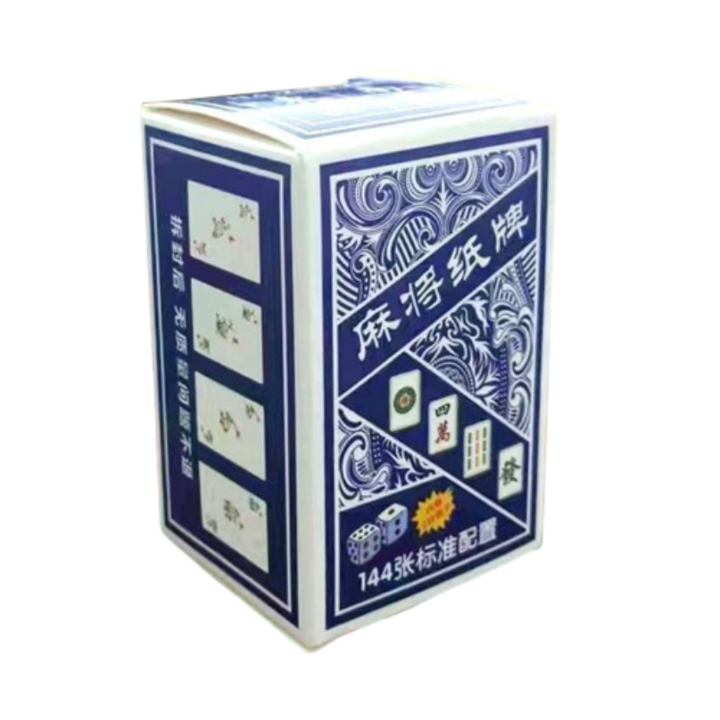 Mahjong lapok, kártyák, papír, 4 játékosnak szóló aktivitás sport, többjátékos játék aktivitás, 144 kártya + 2 dobókocka, könnyen hordozható, 99*60*41mm, többszínű