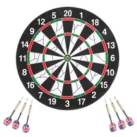Set profesional darts, Hggzeg, Joc darts, Placa darts, Cu 6 sageti cu varf metalic, doua fete, Dimensiunea turneului oficial, Montat pe perete, Pentru interior si exterior, Fibra Sisal/Otel, Placa diametru 45 cm, Multicolor