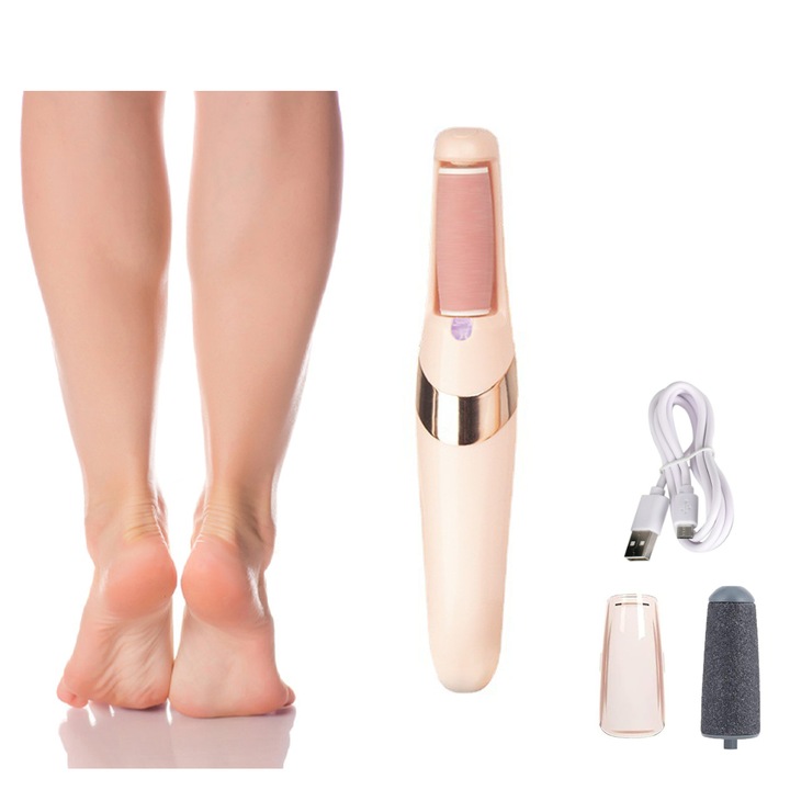 Elektromos bőrkeményedés-eltávolító, sunvo, 2 sebességfokozat, USB töltés, vízálló, komplett készlet