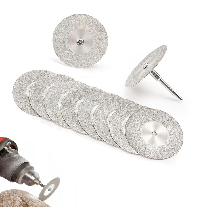 Set 10 discuri de taiere diamantate 50mm pentru unelte rotative, sunvo, metal, 0.6mm grosime