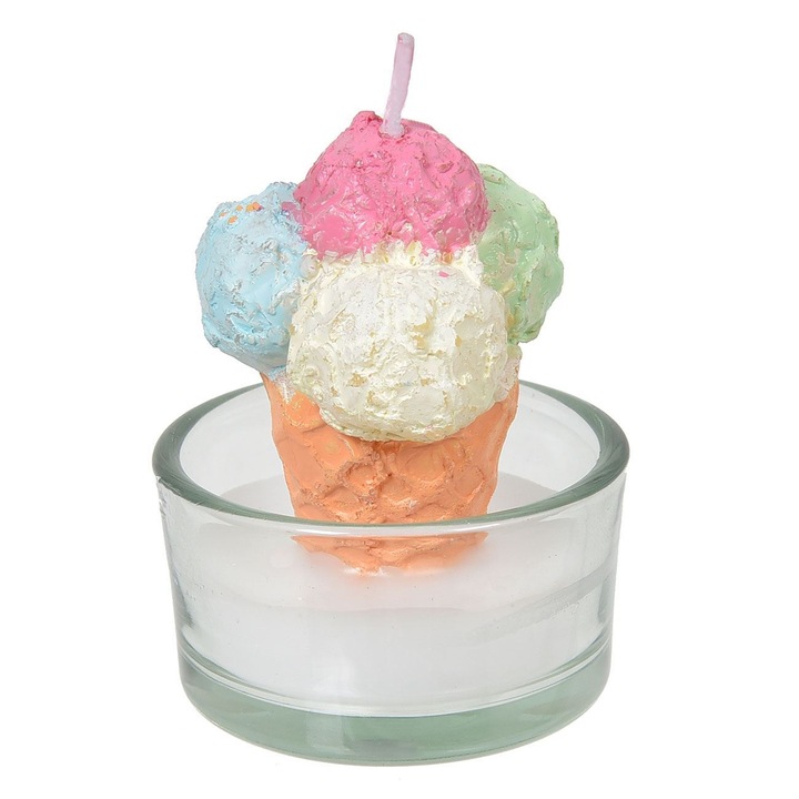 Цветна лятна фунийка за сладолед в стъклена Ø4,5x6см