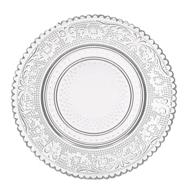 Десертна чиния от прозрачно стъкло, резбована ø11 см