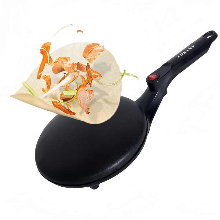 Tigaie electrica pentru clatite, Sokany, 700 W, Negru