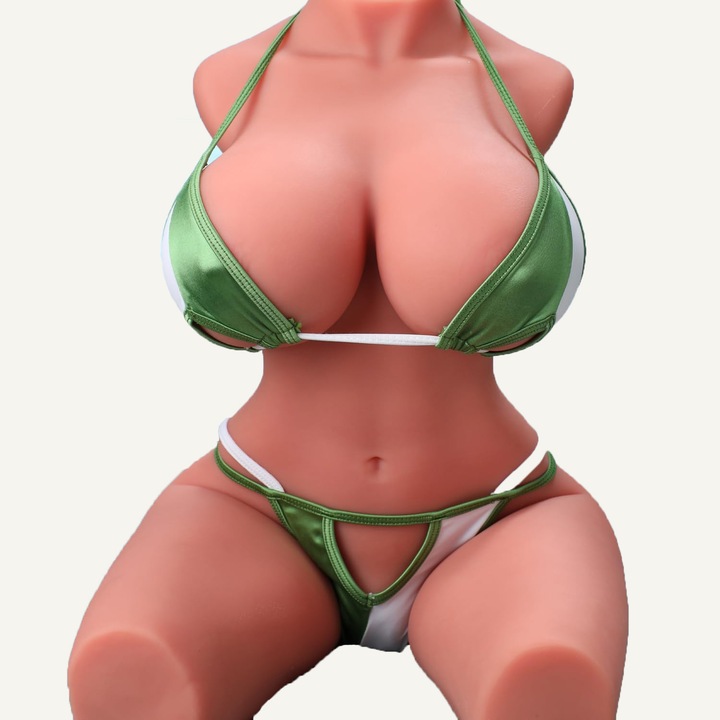 Реалистична секс кукла Mufanxing®, 3 в 1, Женски торс, TPE, 3D вагинален и анален канал, Меки гърди, 15 кг, Кафяв, 66*32*18.5 см