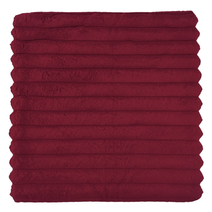 Fata de Perna Decorativa de Iarna Flannel Raiat Bordo 45x45cm