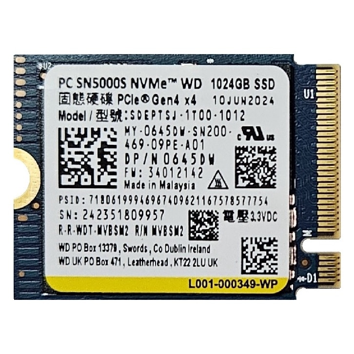 SSD WD 1TB, SN5000S, NVMe, PCIe 4.0 x4, format 2230, bulk, 6000