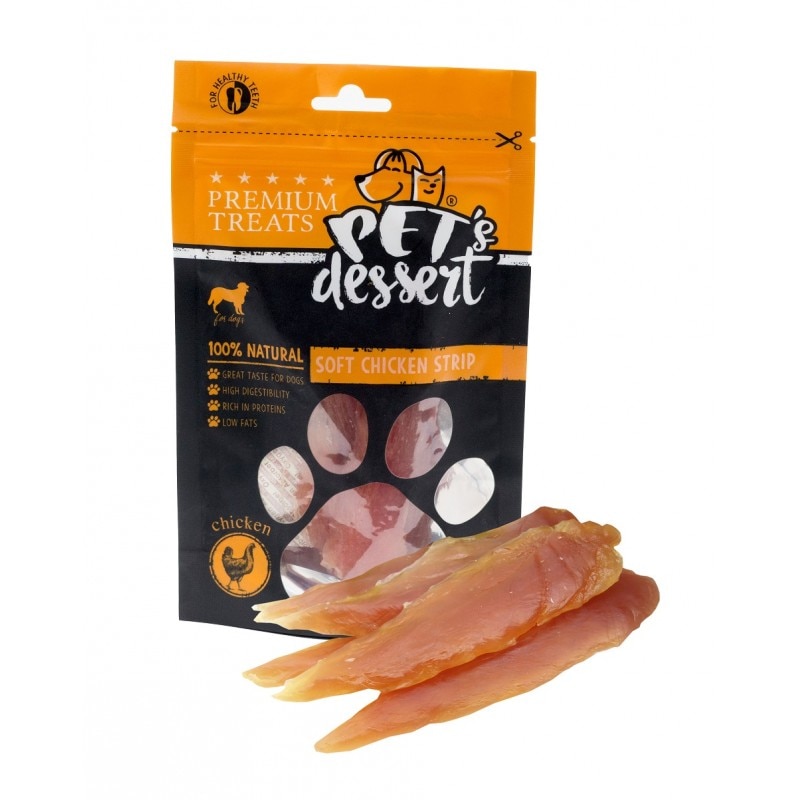 Recompense pentru caini Pet 'S Dessert Lsc-01, Soft Chicken Strip, 80 g