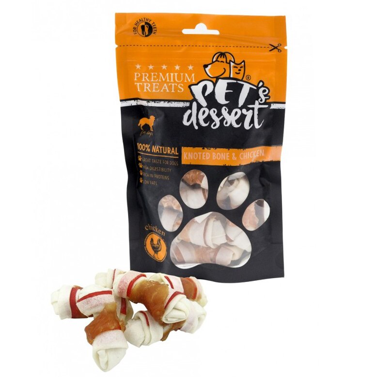 Recompense pentru caini Pet 'S Dessert Lsc-50(2), Knoted Bone & Chicken, 500g