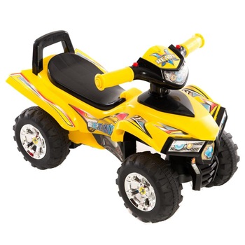 Masinuta cu Functie de Trotineta Fara Pedale Pentru Copii NOVOKIDS™ ATV Rider, Maxim 27 Kg, Cu Melodii, Sezut comfortabil, Galben Masinuta cu Functie de Trotineta Fara Pedale Pentru Copii NOVOKIDS™ ATV Rider, Maxim 27 Kg, Cu Melodii, Sezut comfortabil, Galben