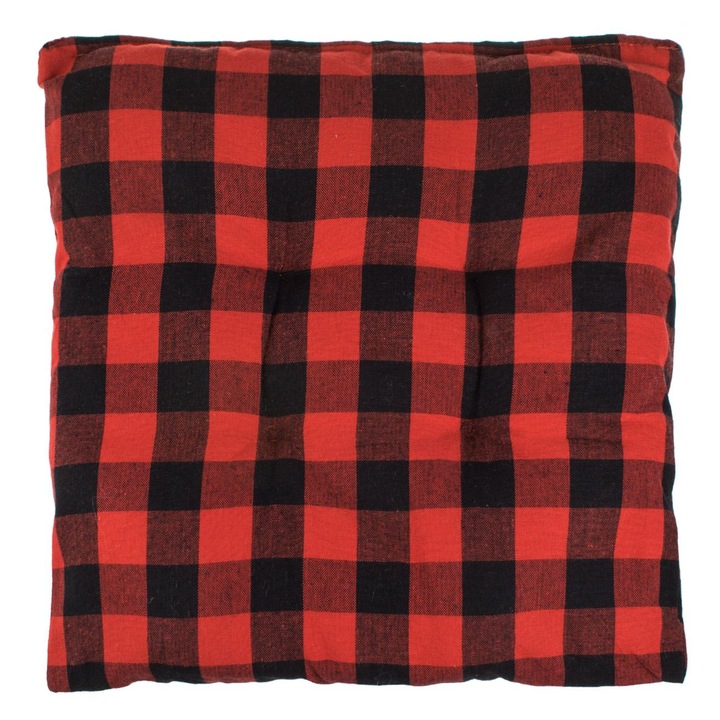 Perna Scaun Decorativa de Craciun Rosie Neagra in Carouri 40x40cm