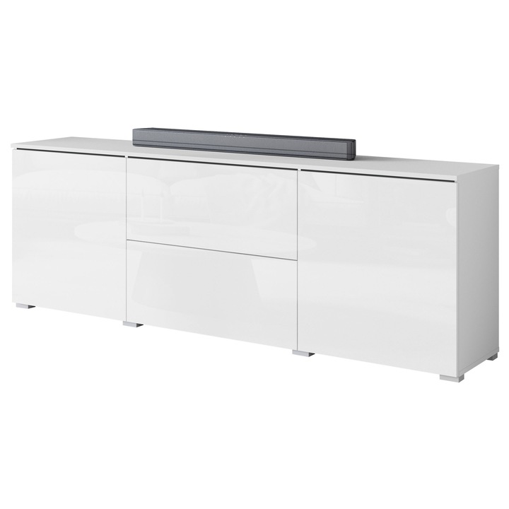 Comoda TV Sawoti, MIRJAN24, alb / alb lucios, 35x180x62 cm