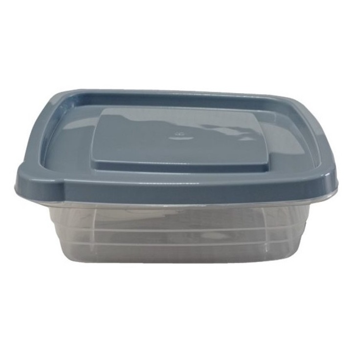 Set 3 cutii alimentare Bager Eco Fresh, patrate 990 ml, BPA Free, Gri