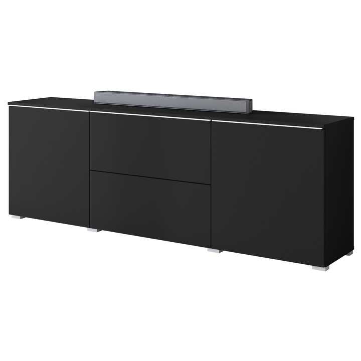 Comoda TV Sawoti cu LED, MIRJAN24, negru grafit, 35x180x62 cm