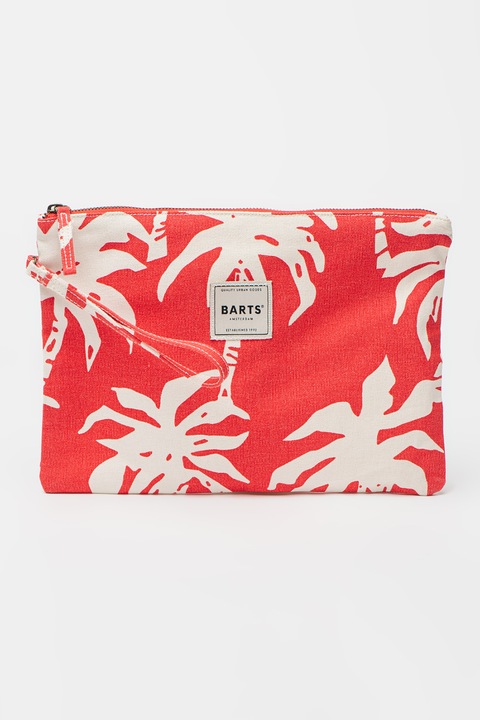 Barts, Geanta din material textil cu maner si model Juno, Rosu, Alb murdar