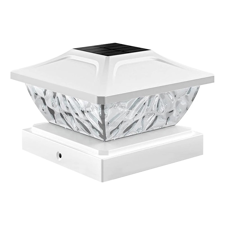 Соларна лампа, градинска, 14.8x14.8x9.6 см, LED стълбовидна, дизайн от пластмаса и стъкло, комплект от 1