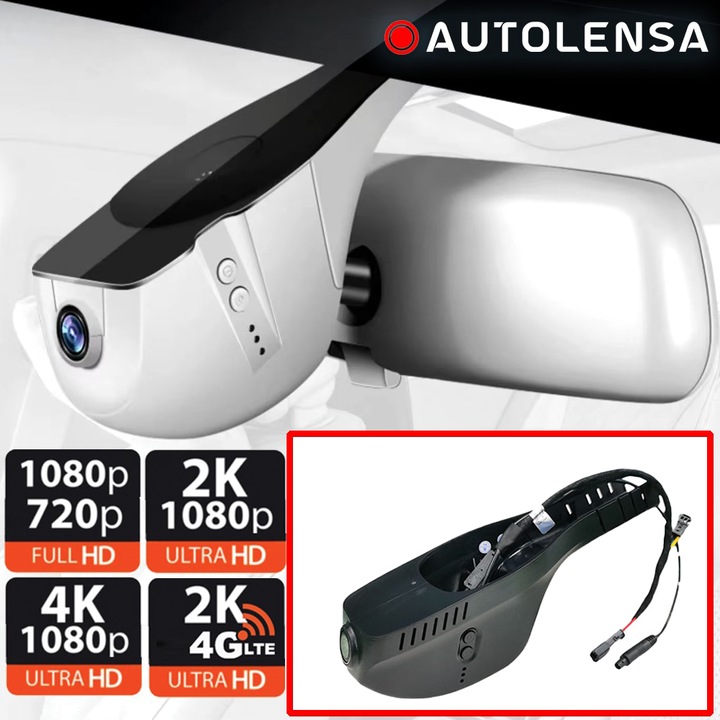 Видеорегистратор Volkswagen Passat B8, CC, Sharan, Tiguan, Touran, Golf 7, GTI 2016-18, предна камера 1080p Autolensa, Модел 24/7 Черен VW08, Черен, Предна+Задна 2K-1080p