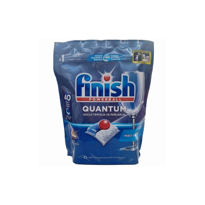 Tablete detergent pentru masina de spalat, Finish, Quantum, 40 BUC, automat
