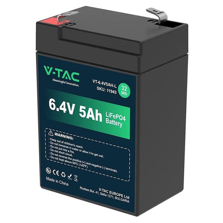 Lítium akkumulátor, 6,4 V, 5 Ah, méretek 70 x 47 x 99 mm, IP55